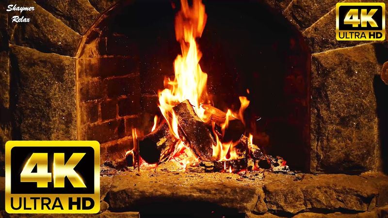 Камин в 4k Расслабляющие звуки костра 🔥
