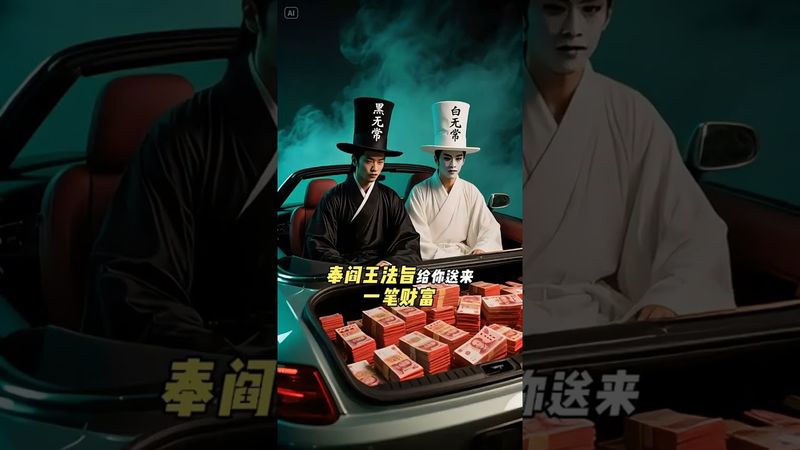《黑白无常送财》知道你最近困难，奉法旨给你送财富！你接不接！接了！转发！功德无量！#阎王 #黑白无常 #正能量  #民间故事 #風水 #財運 #運勢 #命理 #国学文化 #道家文化 #民间传说