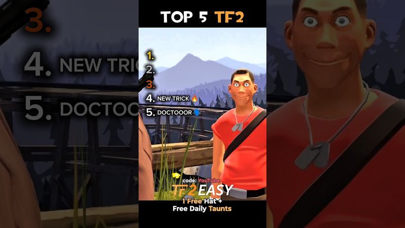 TOP 5 TF2 | 🎁 Use Code 'YouTube' on 𝗧𝗙𝟮𝗘𝗔𝗦𝗬 for 1 𝗙𝗥𝗘𝗘 HAT & DAILY 𝗙𝗥𝗘𝗘 TAUNTS #shorts #tf2 #memes