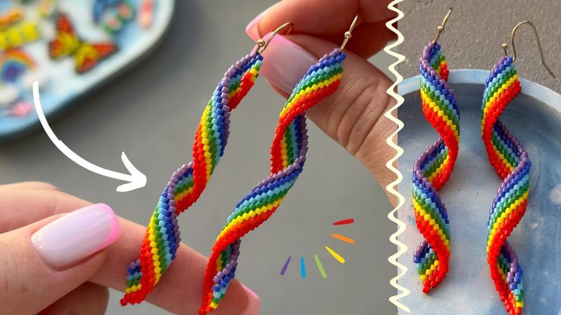 🌈 How to make spiral beaded rainbow earrings
