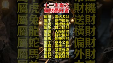 《十二生肖之偏財最旺者》接了，轉發，錢財擋不住！#生肖 #十二生肖