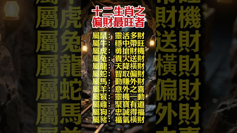 《十二生肖之偏財最旺者》接了，轉發，錢財擋不住！#生肖 #十二生肖