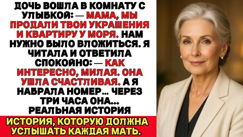 Моя дочь сказала:— Мы продали твои украшения и твою квартиру. Через три часа она узнала, что…