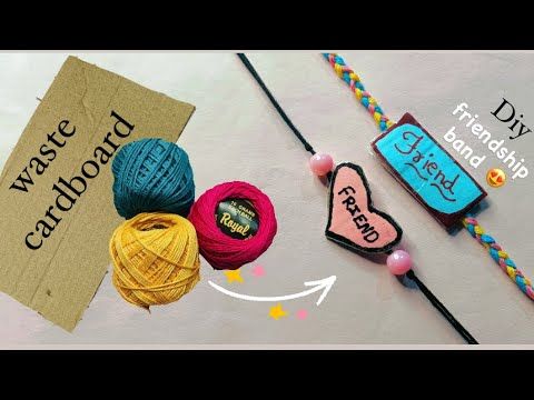 used waste cardboard and make this beautiful ￼ friendship band😍