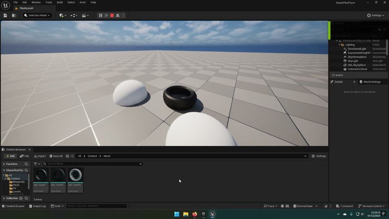 UE5 Chaos flesh + Niagara tyre deformation test 03