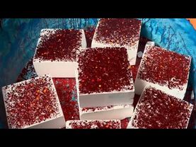 Red Glittery Freshies in Blue Pasted Bowl