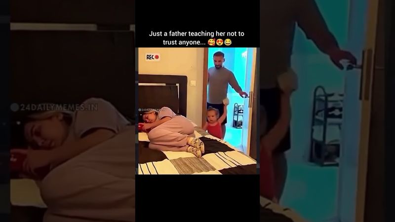 Just a father teaching her not to trust anyone... 😂🎀