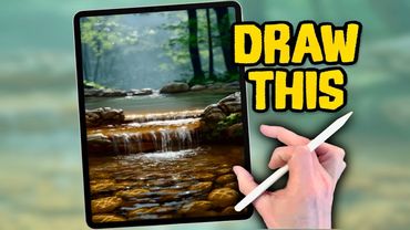 PROCREATE Landscape DRAWING Tutorial in EASY Steps - Woodland Stream
