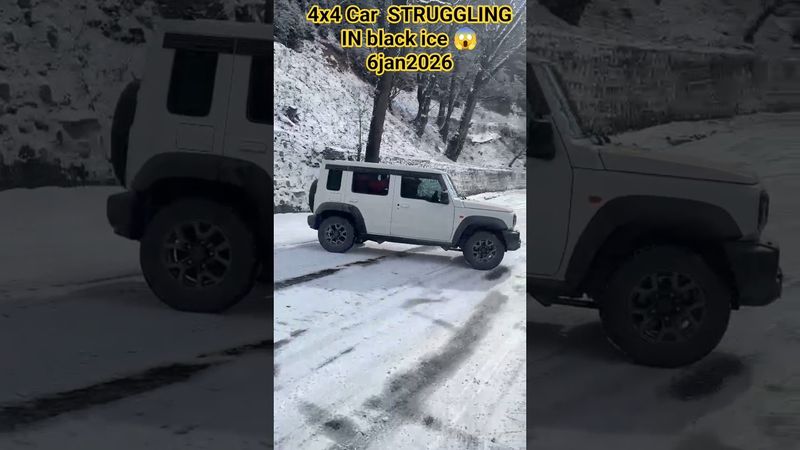 4x4 car struggle in black ice 🧊🥶😱 keep safe drive in Black Ice #manali #balckice