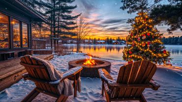 Tranquil Winter Lake: Soft Snowfall, Fire Pit and Nature Sounds for a Perfect Christmas Atmosphere