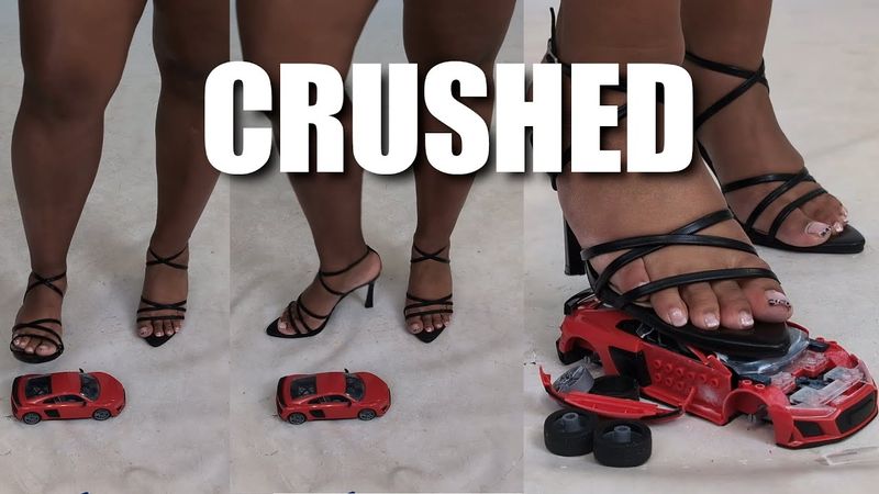 Giantess Desiree car crushing Audi with high heels