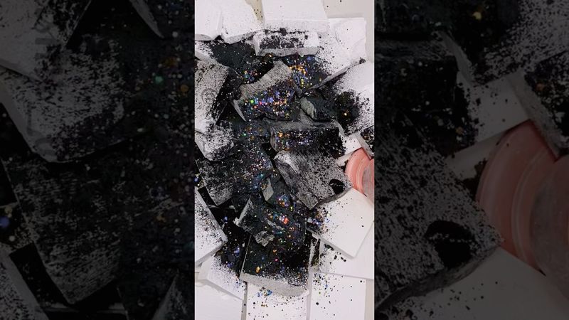 Soft block with charcoal #crunchycrumbles #oddlysatisfying #satisfying #crushingtime #soap #gymchalk