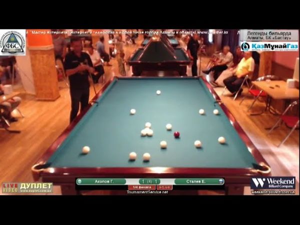 Евгений Сталев - Акопов Г. (Evgeny Stalev - Akopov, Russian Billiard - Sibirka)  часть 2