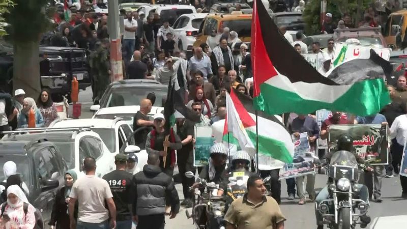 Palestinians rally in Ramallah to mark 77th 'Nakba' anniversary | AFP