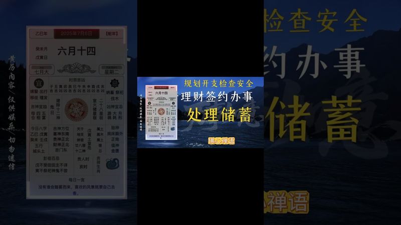 《今日通勝》2025年7月8日-通勝(黃曆)解讀，心穩財聚避風波，靜水流深福自留！ #十二生肖 #十二生肖運勢 #通勝 #黃曆 #運勢 #運勢早知道 #財運 #禁忌