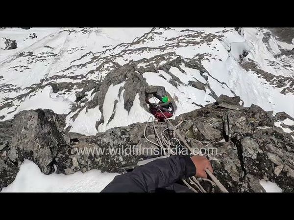 Braving Shipton's 1936 threat of artillery fire, vertical rock ascent wildfilmsindia on Sunderdhunga