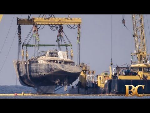Sunken Bayesian superyacht raised from seabed near Sicily