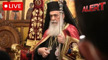 Greek Orthodox Patriarch of Jerusalem arrives at Church of Nativity