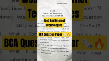 Web And Internet Technologies || Question Paper 2025 || BCA 5th Semester Exams #bca #exam