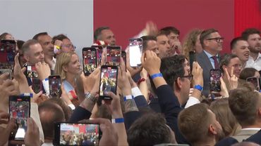 Trzaskowski and his supporters celebrate exit poll results in Poland's presidential election | AFP