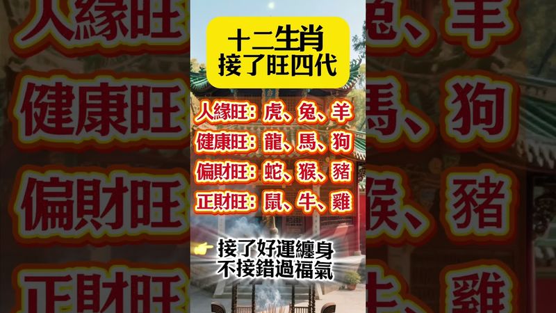 十二生肖 接了旺四代！#生肖 #運勢  #玄學 #風水 #命理