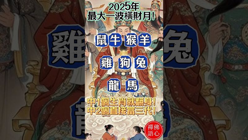【2025年最大一波橫財月！】你上榜了嗎？中1個生肖就翻身！中2個…直接富三代！#生肖 #財運 #運勢 #屬相 #風水 #命理