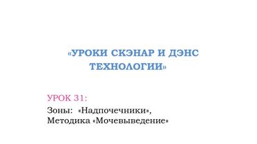 Урок 31. Зоны:  «Надпочечники»,    Методика «Мочевыведение»