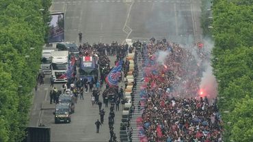 European champions PSG start victory parade on the Champs-Elysees | AFP