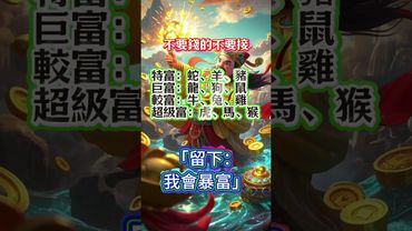 不要錢的不要接！你是超級富命嗎？留言「我會暴富」，一起接財運！#生肖運勢 #暴富密碼 #十二生肖 #