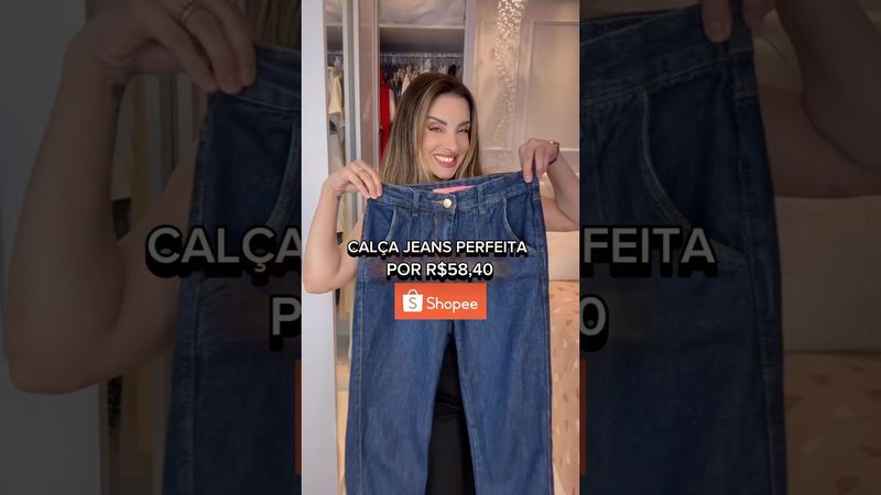 O jeans perfeito e tem na SHOPEE! #look #calça #jeans #moda #fashion #elegante #shopee #achadinhos