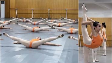 Daily training for Chinese dance students. flexibility.(266)