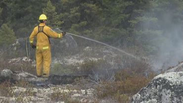 Мощный лесной пожар тушат рядом с Черчилл-Фолсом в Канаде