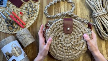 Подготовка к вязанию сумочки из джута «солнышко»