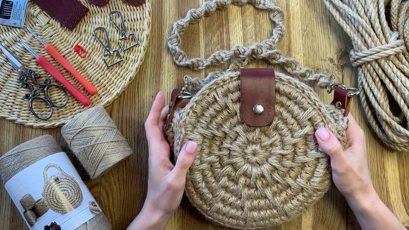 Подготовка к вязанию сумочки из джута «солнышко»