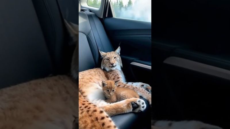 Рысь запрыгнула прямо в окно чтобы спастись от пожара