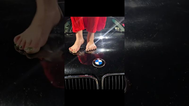 Barefoot on car hood #crushexperiment #walkingoncars #crushexperiment #asmrcrush #crushtest