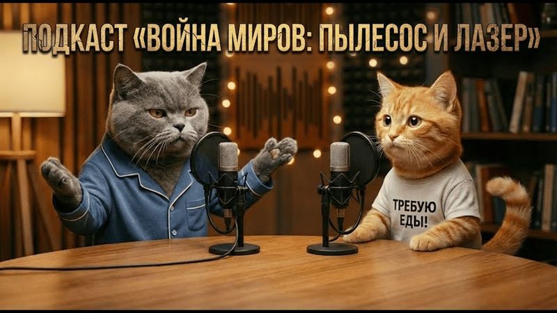 Подкаст коты на кухне "Ночной ТЫГЫДЫК" #2 «Война миров: Пылесос и Лазер»