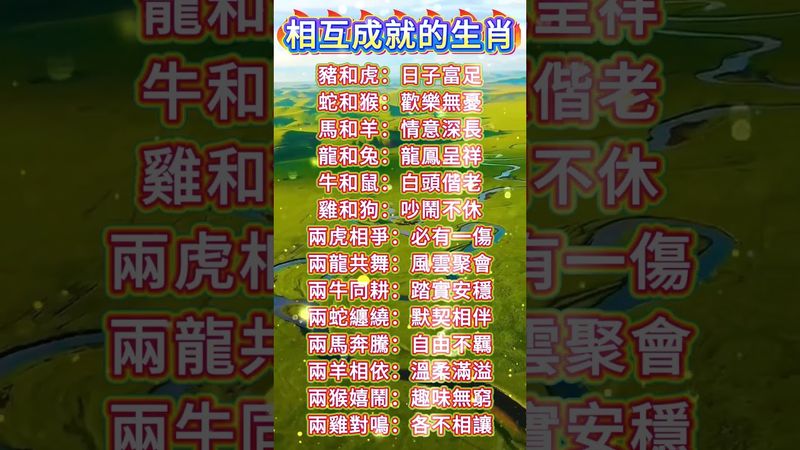 《十二生肖》相互成就的生肖！看看你配對對了嗎！#運勢 #正能量 #生肖 #情感 #十二生肖 #人生感悟 #玄學 #感情 #國學文化 #道家文化 #傳承文化 #民間傳說 #中華文化 #傳統文化 #成就