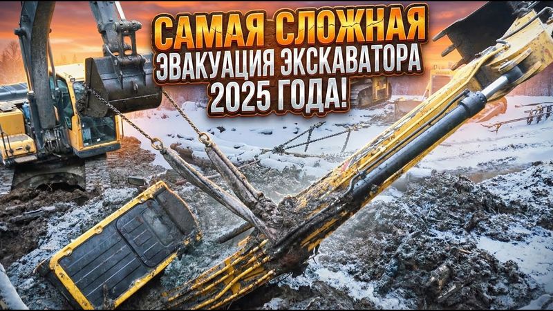 Самая сложная эвакуация экскаватора 2025 года! The Most Challenging Excavator Recovery of 2025