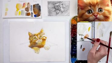 Котенок акварель 2 этап