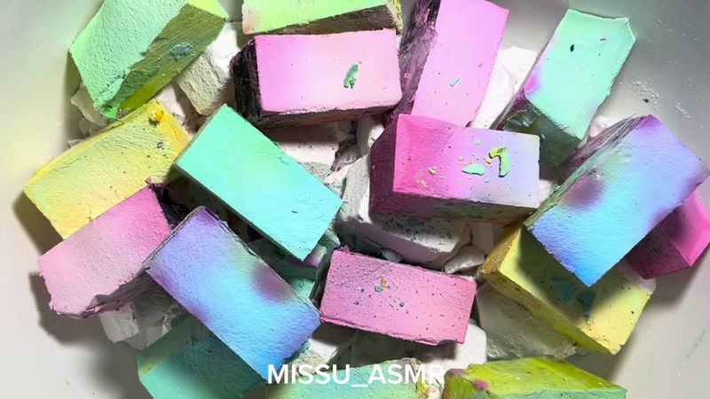 Crunchy Soft Dyed & Plain Gym Chalk Blocks Crushing | Oddlysatisfying Sleepaid Therapy ASMR