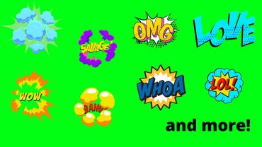 💥 GREEN SCREEN COMIC (Speech Effect, Words, Exclamations)💥