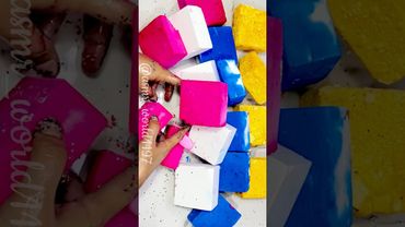 Soft Dyed Blocks #relax #rainbowsoap #asmrtriggers #crunchycrumbles #oddlysatisfying #crushingtime