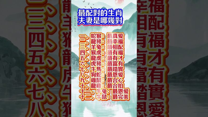 最配對的生肖夫妻是哪幾對 #生肖 #十二生肖 #運勢 #生肖運勢 #玄學 #風水 #命理