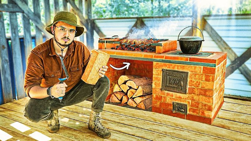 БЕСЕДКА у "ЛЕСНОЙ ХИЖИНЫ" с ПЕЧЬЮ И МАНГАЛОМ!