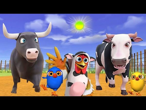 El Pollito pío 3d  el Toro y el Tractor de la Granja  -el Pollito y el Tractor de la Granja