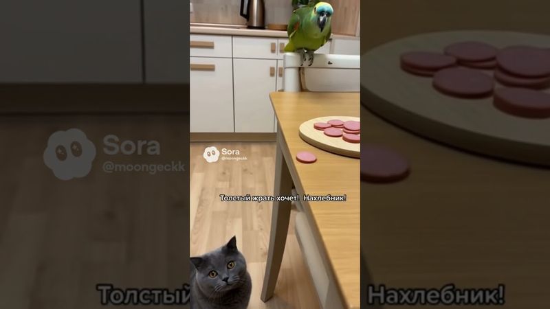 Кот и попугай №51🦜#shorts #viral