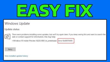 How To Fix Windows Update Error 0x80070005