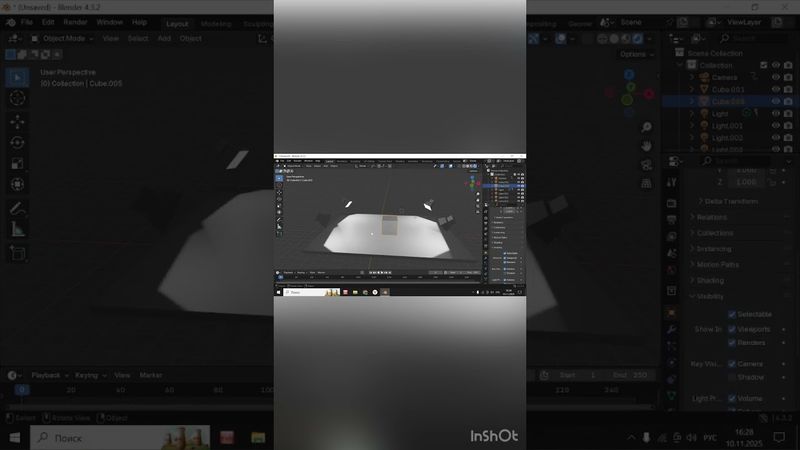 Как убрать тени объекта. Обучение. Blender 3d #blender3d #обучение #тени #куб #туториал #shorts #kub