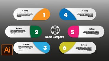 6step Template  infographic -  illustrator tutorial